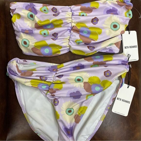 Free People X Beth Richards Delrey Lavender 70’s Floral Swim Set - Picture 3 of 6